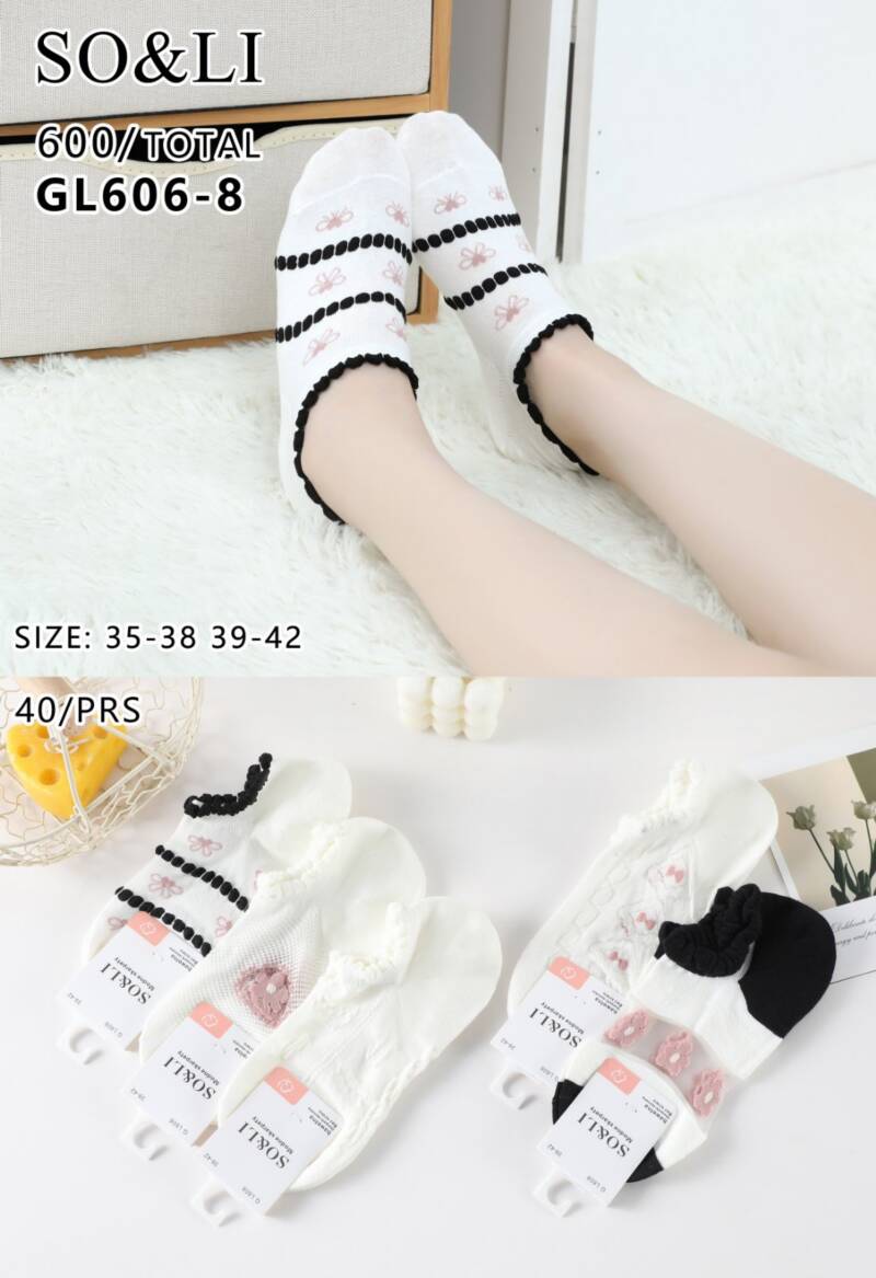 Stopki damskie Roz 35-42, Mix kolor Paczka 40 szt